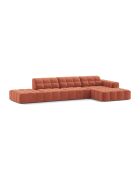 Chicago Velvet 5-Sitzer-Ecksofa, rechts, Korallenrot, 348x167x78 cm