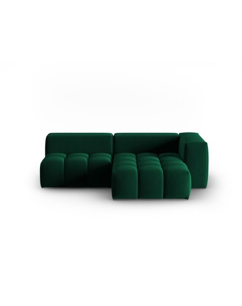 Verona 3-zits modulaire fluwelen hoekbank rechts, flesgroen - 205x145x70 cm