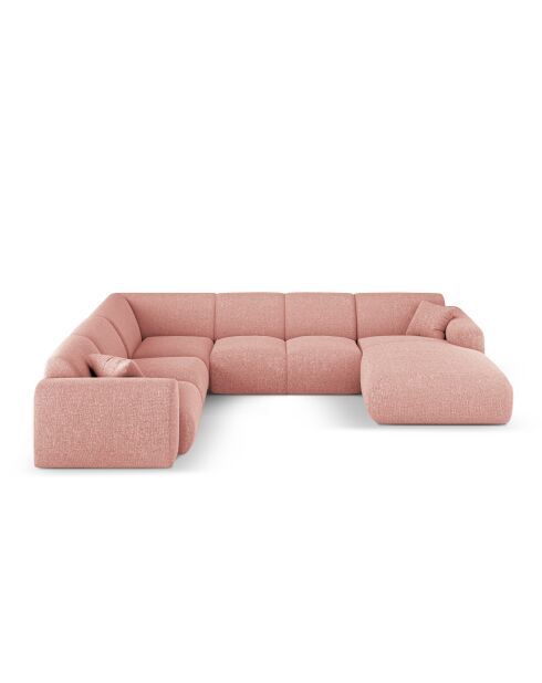 Nolio 6-Sitzer-Ecksofa mit rosafarbenem Panoramablick links, 342 x 252 x 72 cm