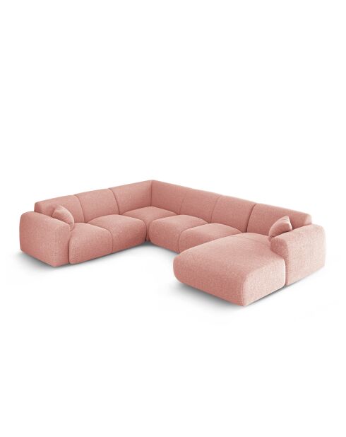 Nolio 6-Sitzer-Ecksofa mit rosafarbenem Panoramablick links, 342 x 252 x 72 cm