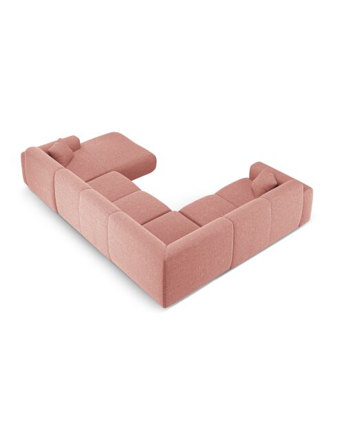 Nolio 6-Sitzer-Ecksofa mit rosafarbenem Panoramablick links, 342 x 252 x 72 cm