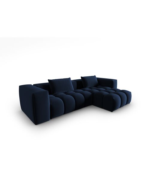 Verona 3-zits modulaire fluwelen hoekbank rechts koningsblauw - 260x145x70 cm