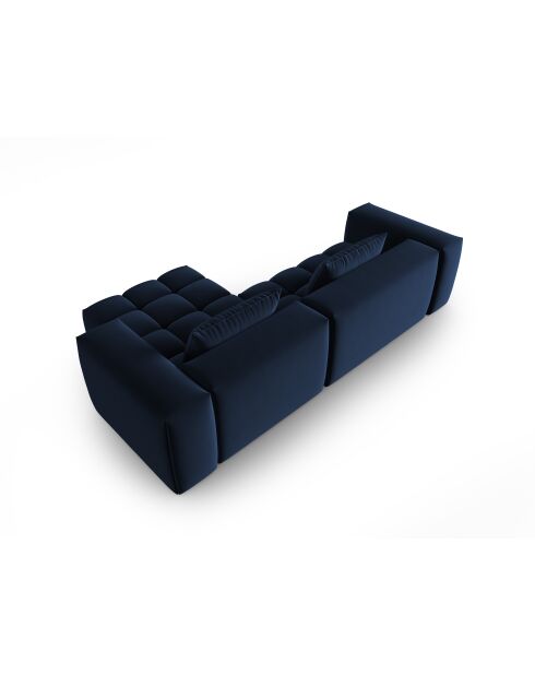 Verona 3-zits modulaire fluwelen hoekbank rechts koningsblauw - 260x145x70 cm