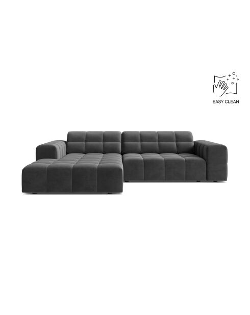 Divano angolare sinistro Chicago 3 posti in velluto grigio - 234x167x78 cm