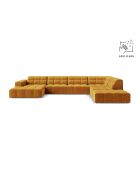 Panorama-Ecksofa (rechte Seite) Chicago 7-Sitzer aus Samt, gelb — 375 x 263 x 78 cm