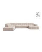 Panorama-Ecksofa (linke Seite) Chicago 7-Sitzer aus Samt, hellbeige — 375 x 263 x 78 cm