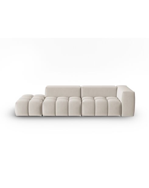 Canapé modulable gauche en velours Verona 4 places écru - 265x85x70 cm