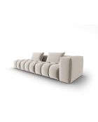 Canapé modulable gauche en velours Verona 4 places écru - 265x85x70 cm