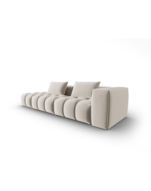 Canapé modulable gauche en velours Verona 4 places écru - 265x85x70 cm