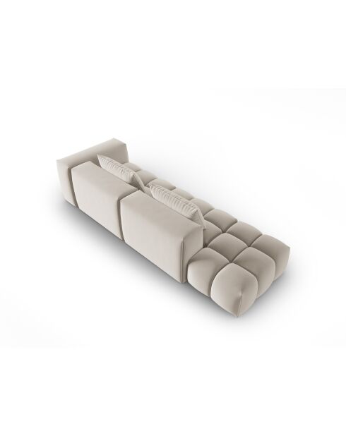 Canapé modulable gauche en velours Verona 4 places écru - 265x85x70 cm