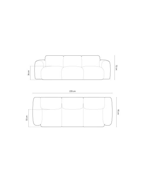 Canapé Nolio 3 places terracotta - 235x95x72 cm