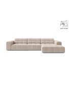 Chicago 4-Sitzer-Ecksofa rechts aus Samt hellbeige - 294x167x78 cm
