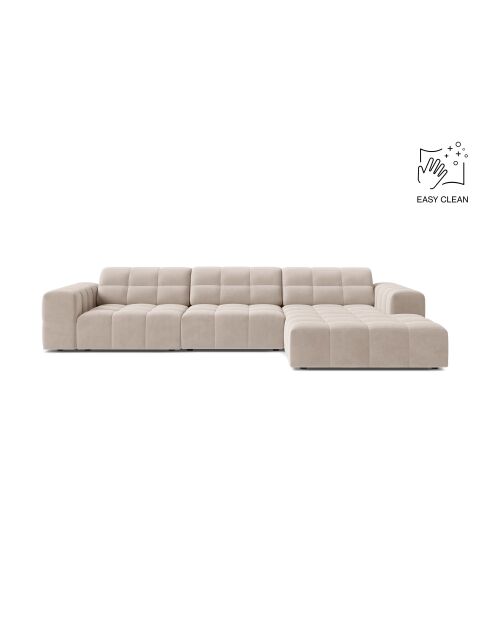 Chicago 4-Sitzer-Ecksofa rechts aus Samt hellbeige - 294x167x78 cm