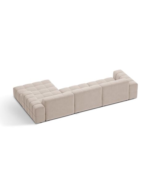 Chicago 4-Sitzer-Ecksofa rechts aus Samt hellbeige - 294x167x78 cm