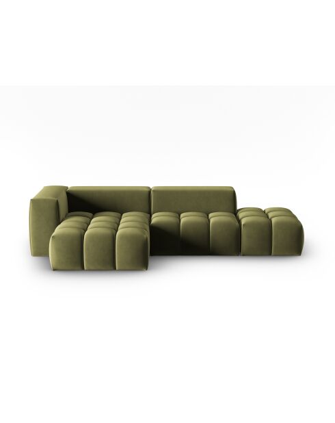 Verona 4-zits lichtgroene modulaire fluwelen linkerhoekbank - 265x145x70 cm