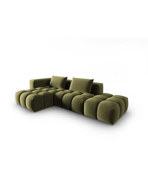 Verona 4-zits lichtgroene modulaire fluwelen linkerhoekbank - 265x145x70 cm