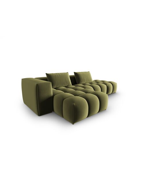 Verona 4-zits lichtgroene modulaire fluwelen linkerhoekbank - 265x145x70 cm
