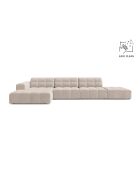 Chicago 5-Sitzer-Ecksofa links aus Samt hellbeige - 348x167x78 cm