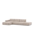 Chicago 5-Sitzer-Ecksofa links aus Samt hellbeige - 348x167x78 cm