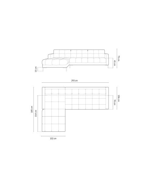 Bali 5-Sitzer-Ecksofa, schwarz, links, 293 x 185 x 75 cm