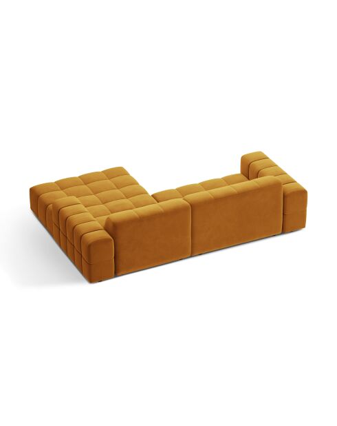 Canapé d'angle droit velours Chicago 3 places jaune - 234x167x78 cm
