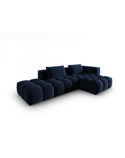 Verona 4-zits modulaire fluwelen hoekbank rechts koningsblauw - 265x145x70 cm