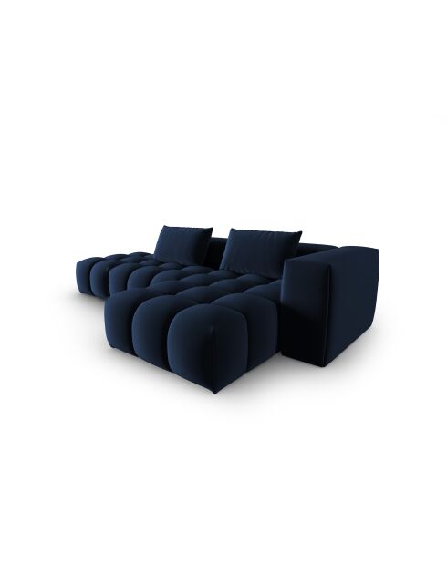 Verona 4-zits modulaire fluwelen hoekbank rechts koningsblauw - 265x145x70 cm