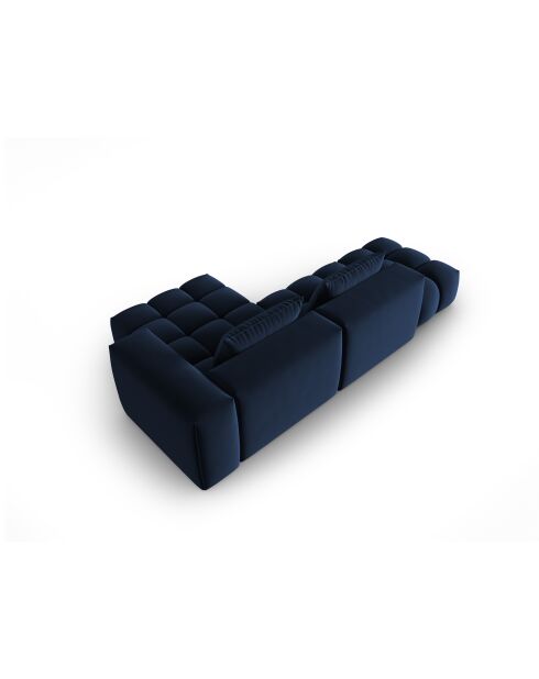 Verona 4-zits modulaire fluwelen hoekbank rechts koningsblauw - 265x145x70 cm