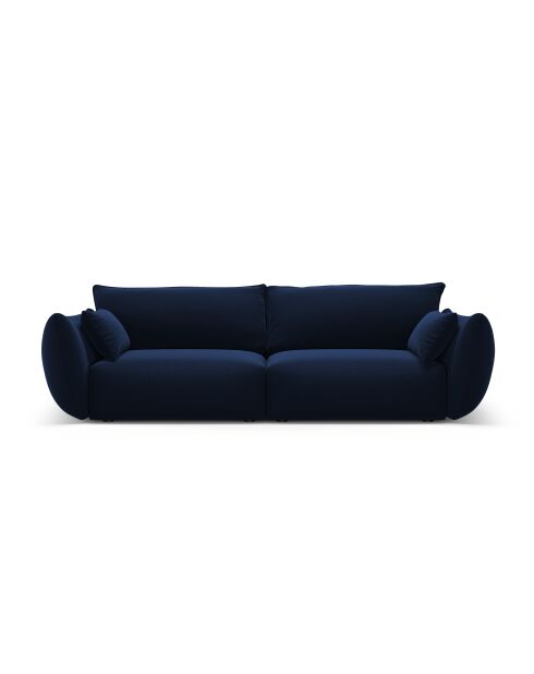 Canapé velours Matera 3 places bleu roi - 208x110x85 cm
