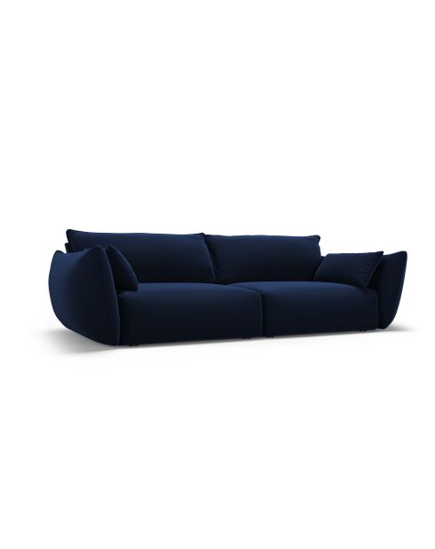 Canapé velours Matera 3 places bleu roi - 208x110x85 cm