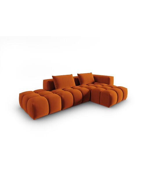 Verona 4-zits modulaire fluwelen hoekbank in terracotta - 265x145x70 cm