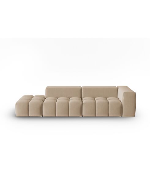 Canapé modulable gauche en velours Verona 4 places le sable - 265x85x70 cm