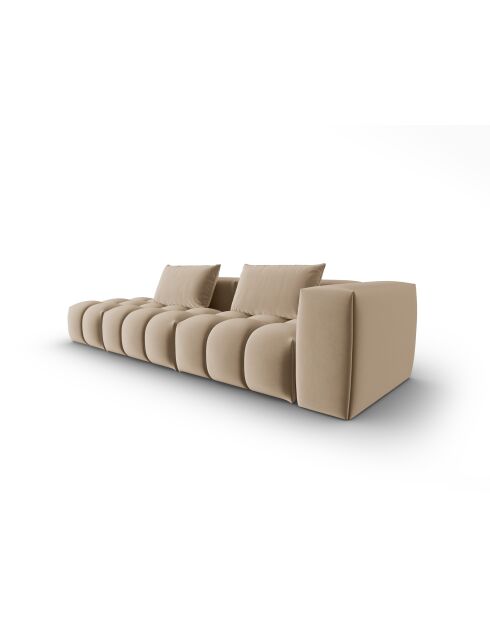Canapé modulable gauche en velours Verona 4 places le sable - 265x85x70 cm