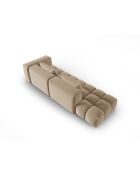 Canapé modulable gauche en velours Verona 4 places le sable - 265x85x70 cm