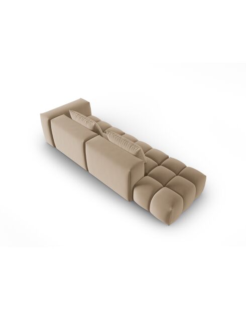 Canapé modulable gauche en velours Verona 4 places le sable - 265x85x70 cm