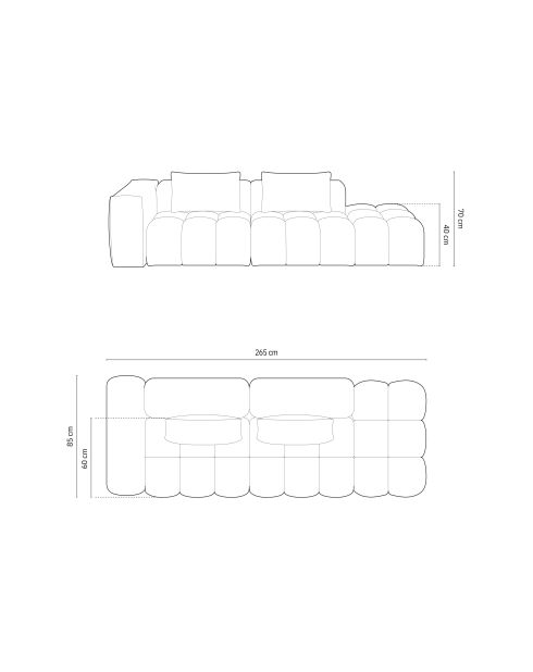Canapé modulable gauche en velours Verona 4 places le sable - 265x85x70 cm