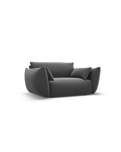 Matera Samtsessel 1-Sitzer dunkelgrau - 128x110x85 cm
