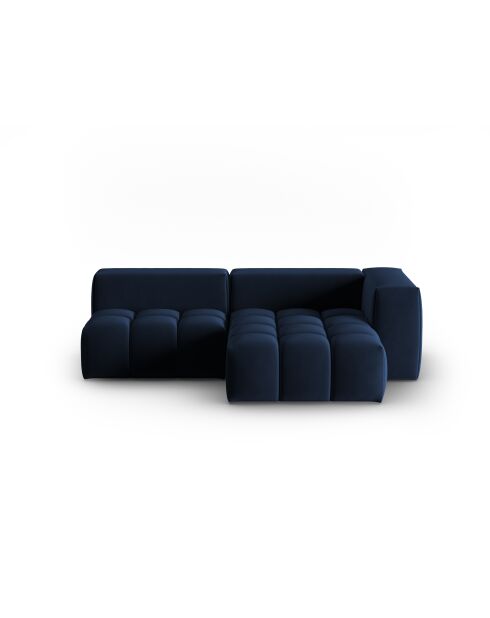 Verona 3-zits modulaire fluwelen hoekbank rechts koningsblauw - 205x145x70 cm