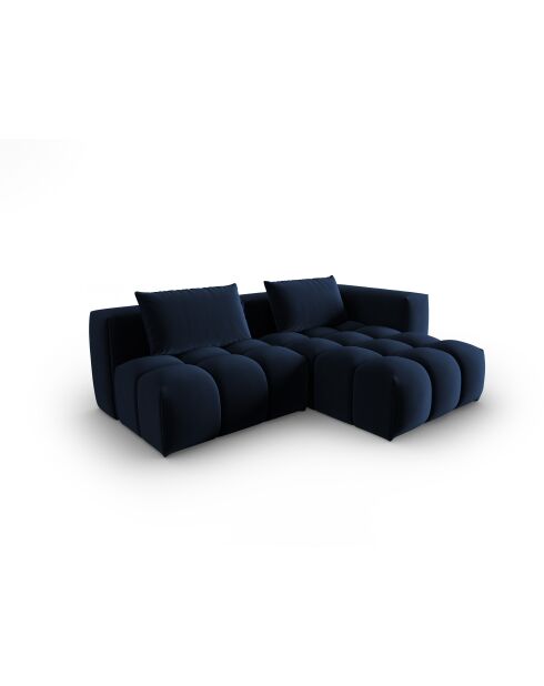 Verona 3-zits modulaire fluwelen hoekbank rechts koningsblauw - 205x145x70 cm