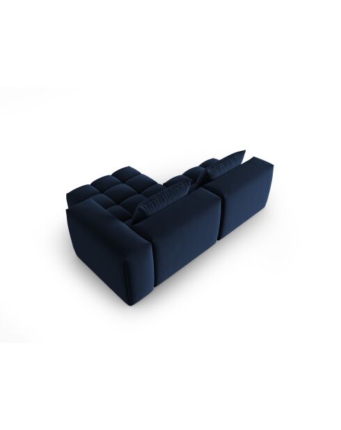 Verona 3-zits modulaire fluwelen hoekbank rechts koningsblauw - 205x145x70 cm