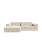 Chicago Velvet Ecksofa links 3-Sitzer hellbeige - 234x167x78 cm