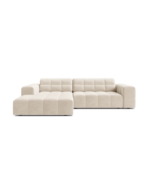 Chicago Velvet Ecksofa links 3-Sitzer hellbeige - 234x167x78 cm