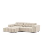 Chicago Velvet Ecksofa links 3-Sitzer hellbeige - 234x167x78 cm