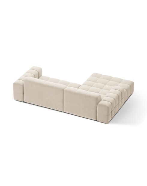 Chicago Velvet Ecksofa links 3-Sitzer hellbeige - 234x167x78 cm