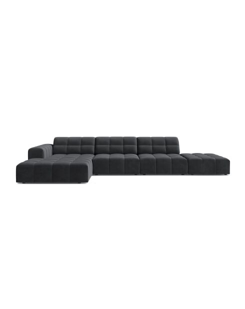 Chicago 5-Sitzer-Ecksofa links aus grauem Samt — 348x167x78 cm