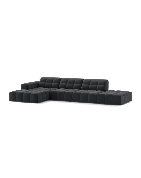 Chicago 5-Sitzer-Ecksofa links aus grauem Samt — 348x167x78 cm