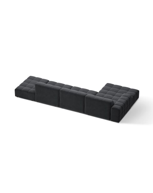 Chicago 5-Sitzer-Ecksofa links aus grauem Samt — 348x167x78 cm