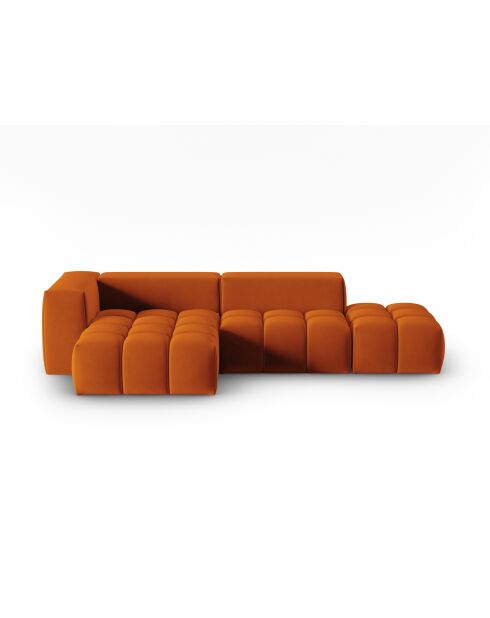 Verona 4-zits modulaire fluwelen hoekbank in terracotta - 265x145x70 cm