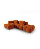Verona 4-zits modulaire fluwelen hoekbank in terracotta - 265x145x70 cm