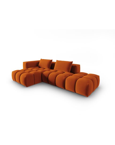 Verona 4-zits modulaire fluwelen hoekbank in terracotta - 265x145x70 cm